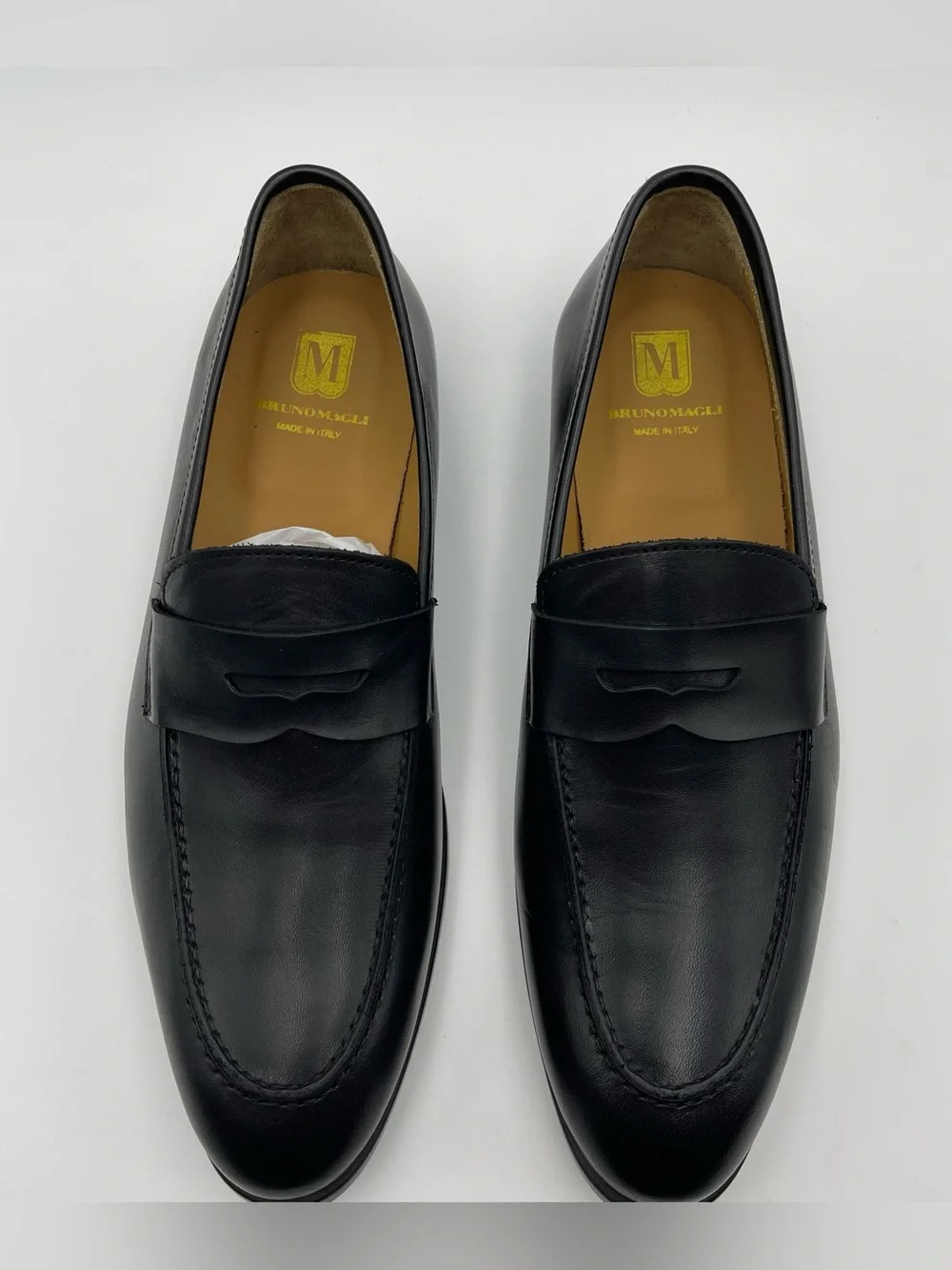 Bruno Magli Men SZ 11 Black Leather Ricci Penny Loafer Shoes -MSRP $395